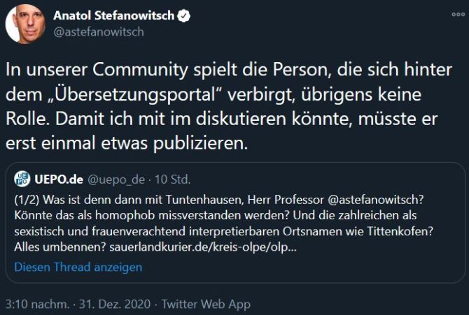 Stefanowitsch-Tweet