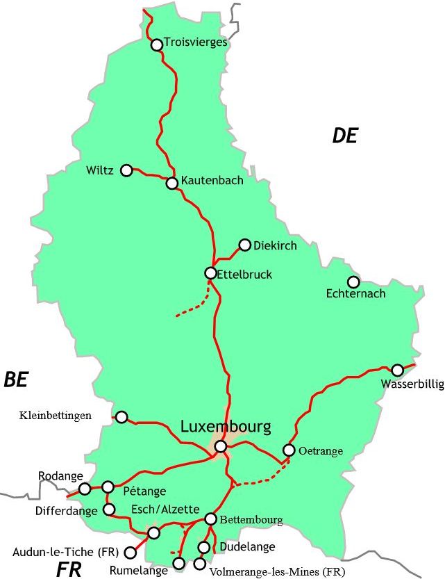 Schienennetz Luxemburg
