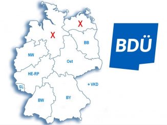 BDÜ-Landkarte ohne Landesverband Mecklenburg-Vorpommern und BDÜ Nord