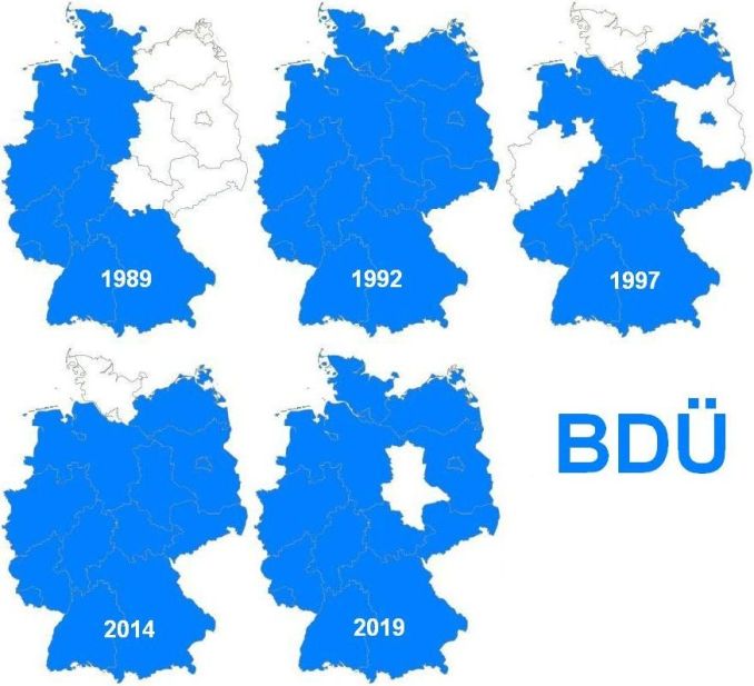 BDÜ-Landkarte 1989 - 2019