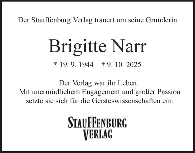 Traueranzeige Brigitte Narr